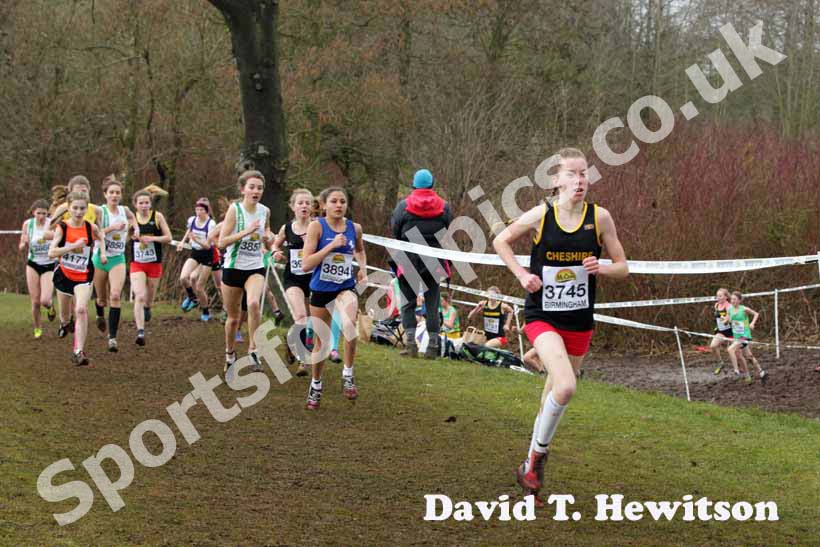 Harriet Knowles-Jones on her way to winning under-15 girls McCain World Cross Country Trials and Inter Counties.